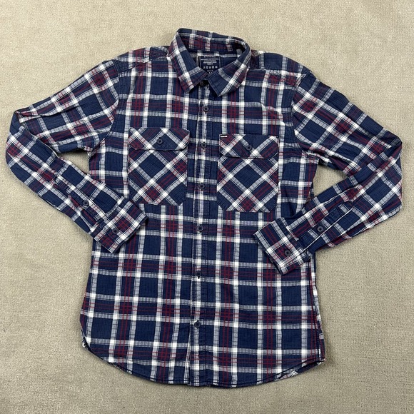 Rookies Denim Division Shirt Mens Medium Blue Red Plaid Cotton Button Down BO-1 — photo 2